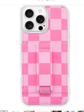 Wallis Pink Bubblegum Check Phone Case with Hand Strap